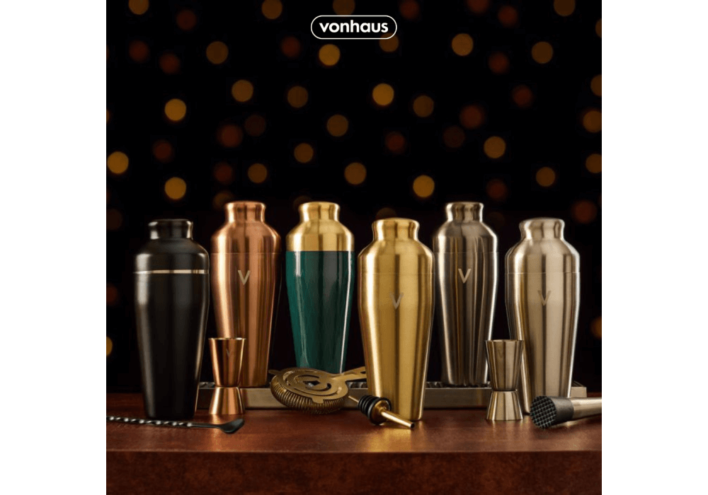 VonShef cocktail shakers on a bar