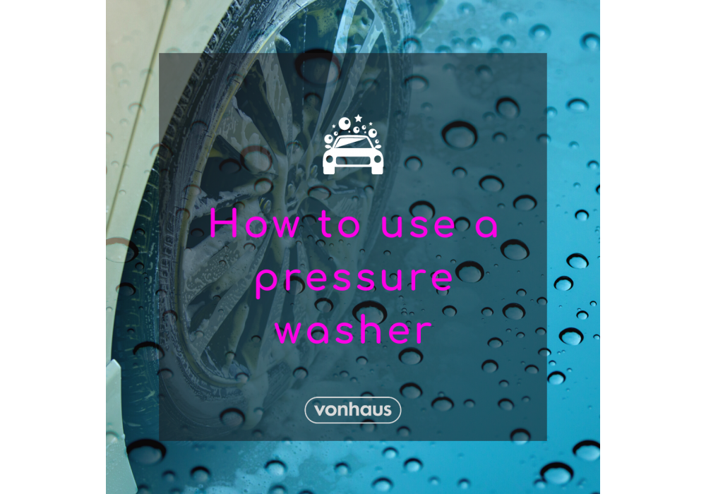 How to use a pressure washer image with close up water droplets