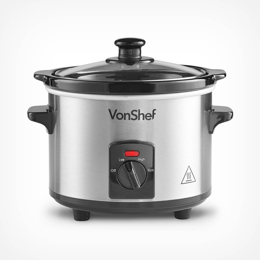 VonShef Slow Cooker 3.5 L with Glass Lid, red : : Home & Kitchen