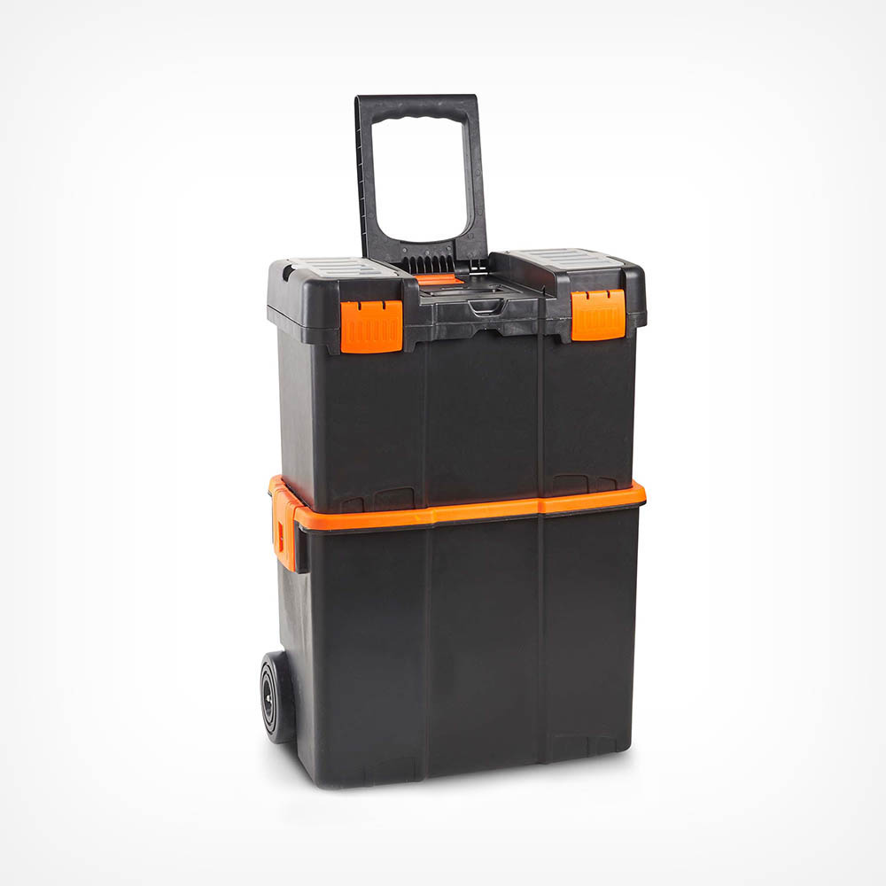 VonHaus Roller Tool Box with Stackable Boxes  Secure Mobile Work Centre / Storage Unit / Organiser / Chest / Trolley / Cart for Tools with Lockable C 