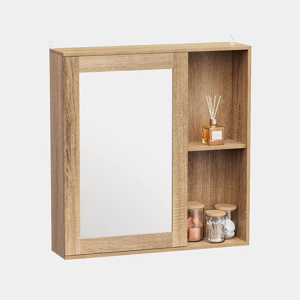 Oak bathroom wall cabinet with mirror discount