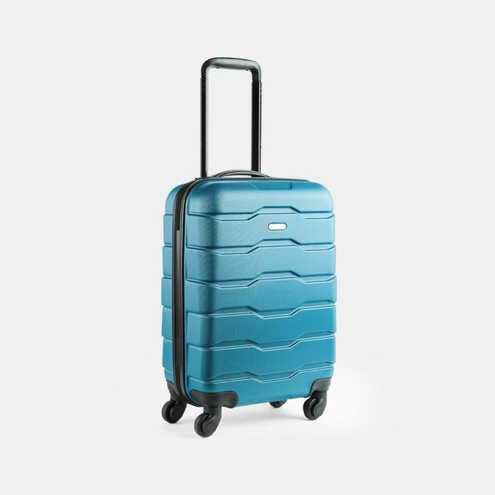 TOV Hard Case Luggage Shell PC+ABS Cabin Suitcase 4 Wheel Travel Bag  Lightweight - Light Blue | DIY at B&Q
