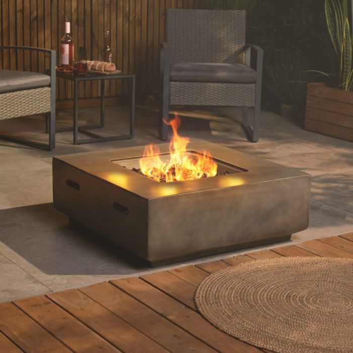 Concrete Effect Square Gas Fire Pit, How Much Is A Gas Fire Pit