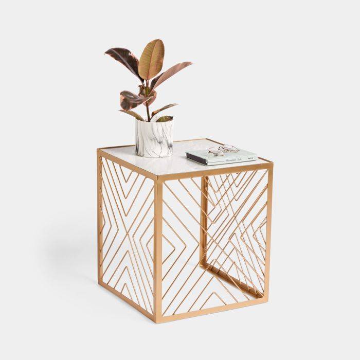 Gold square discount end table