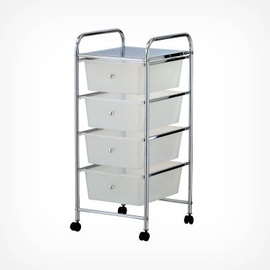 4 Drawer White Storage Trolley on Wheels