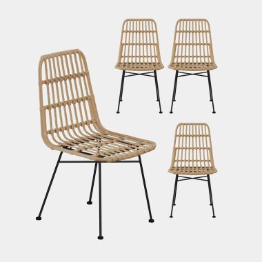 Set of 4 Rattan Dining Chairs