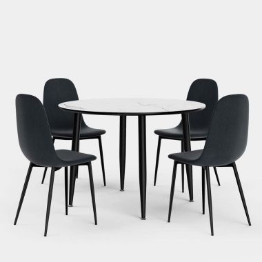 Parma 4 Seater Dining Table With Cavell Charcoal Blue Chairs