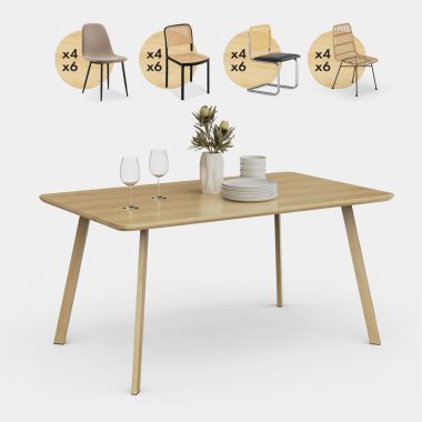 Burton 6 Seater Wooden Effect Dining Table Set