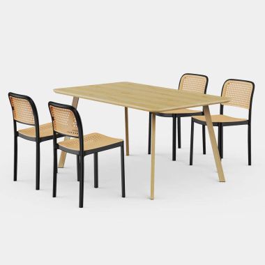 Burton 4 Seater Wooden Effect Dining Table With Brewer Chairs