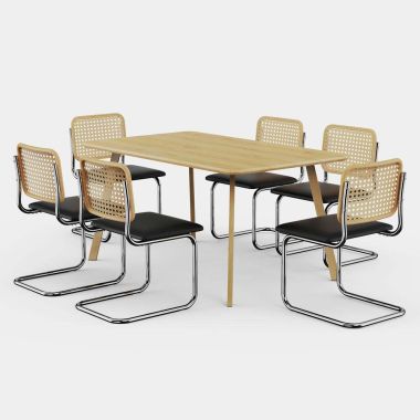 Burton 6 Seater Wooden Effect Dining Table With Bridgewater Chairs