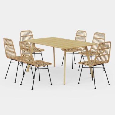 Burton 6 Seater Wooden Effect Dining Table With Richmond Chairs