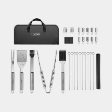 VonHaus 30pc BBQ Tool Set with Nylon Case on a white background