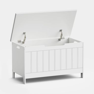 Bathroom Storage Box White - Lid Opened