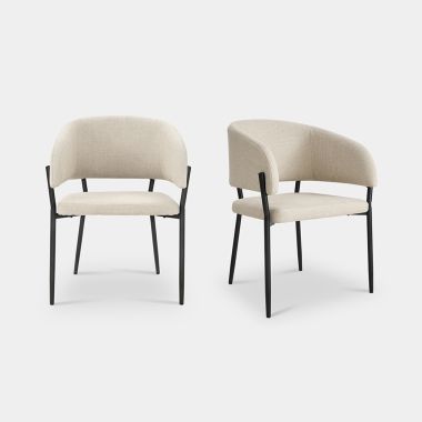 Cream Wide Dining Chairs - Set of 2