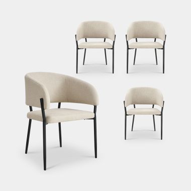 Cream Dining Chairs With Sloped Armrests