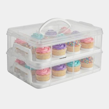 24 Muffin Holder Cupcake Carrier Transparent - With Cupcakes