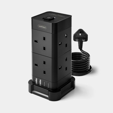 Black Tower Extension Lead with USB
