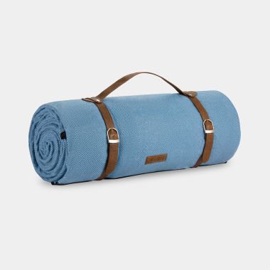 Rolled up VonShef blue picnic blanket