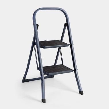 2 Step Foldable Grey Ladder