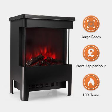 Glass Front Stove Heater With LED Flame