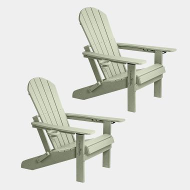 Sage Green Extra Wide Foldable Adirondack Chairs - Set Of 2
