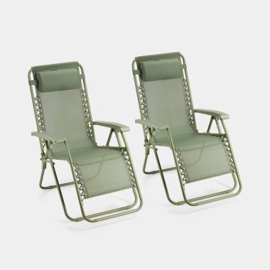 Green Zero Gravity Waterproof Garden Chairs - 2 Pack
