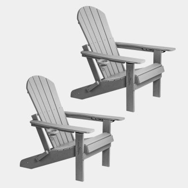 Grey Wide HDPE Adirondack Chair - Set Of 2