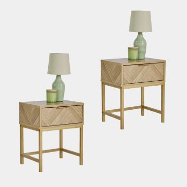 Ducie Herringbone Bedside Table - Set of 2