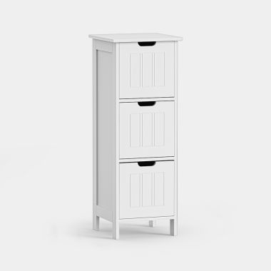 3 Drawer White Bathroom Storage Unit Slim