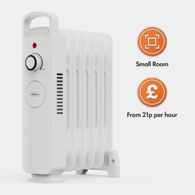 Mini Oil Filled Radiator 800W With Carry Handle - White