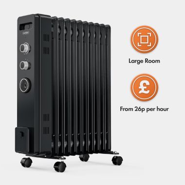 Large Oil Filled Radiator with Timer 2500W