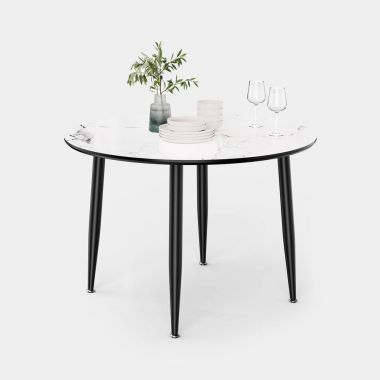 Marble effect round dining table