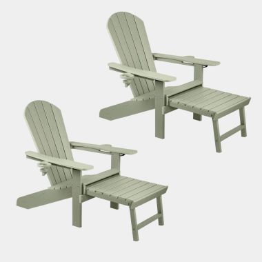 Set of 2 Green Adirondack Reclining Chairs - Assembled