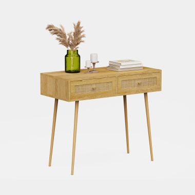 Rattan Dressing Table Desk With Drawers