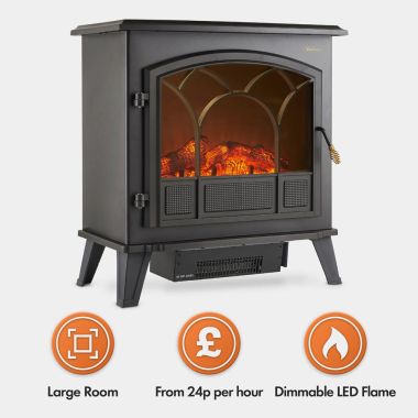 Black Stove Heater With LED Flame Lighting
