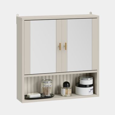 Bathroom Mirror Cabinet Cupboard - With Item On Bottom Shelf