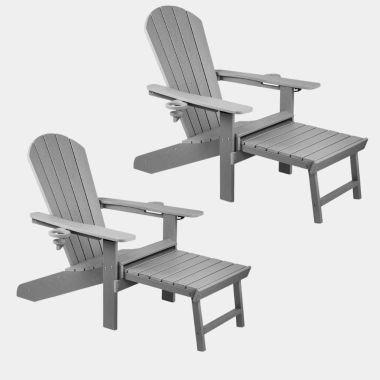 Grey Adirondack Chairs HDPE Sun Loungers - 2 Pack