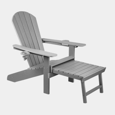 Grey Adirondack Sun Lounger Chair With Footstool - Assembled