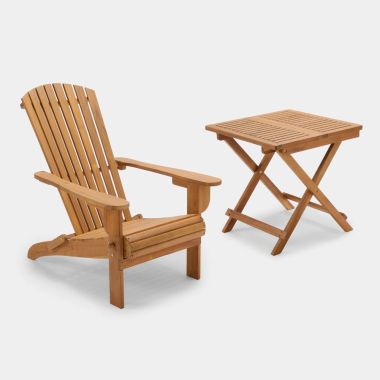 Wooden Adirondack Chair & Folding Side Table - Assembled