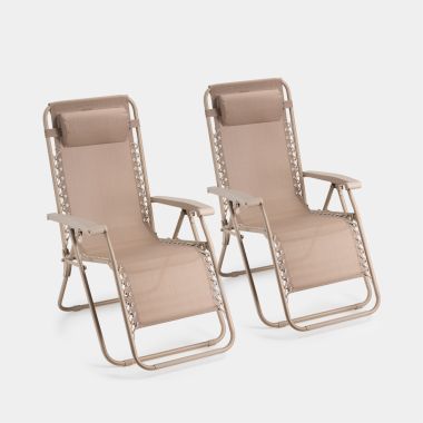 Zero Gravity Taupe Waterproof Garden Chairs - 2 Pack