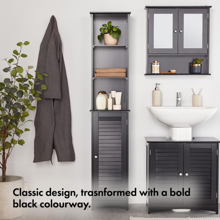 Black Slimline Bathroom Cabinet Bathroom VonHaus