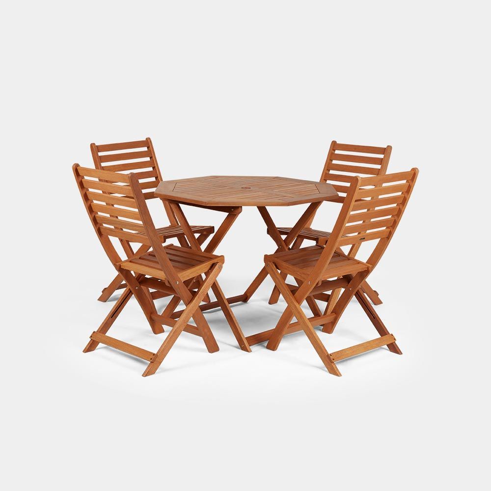 5pc Wooden Table Chair Dining Set Cannes VonHaus