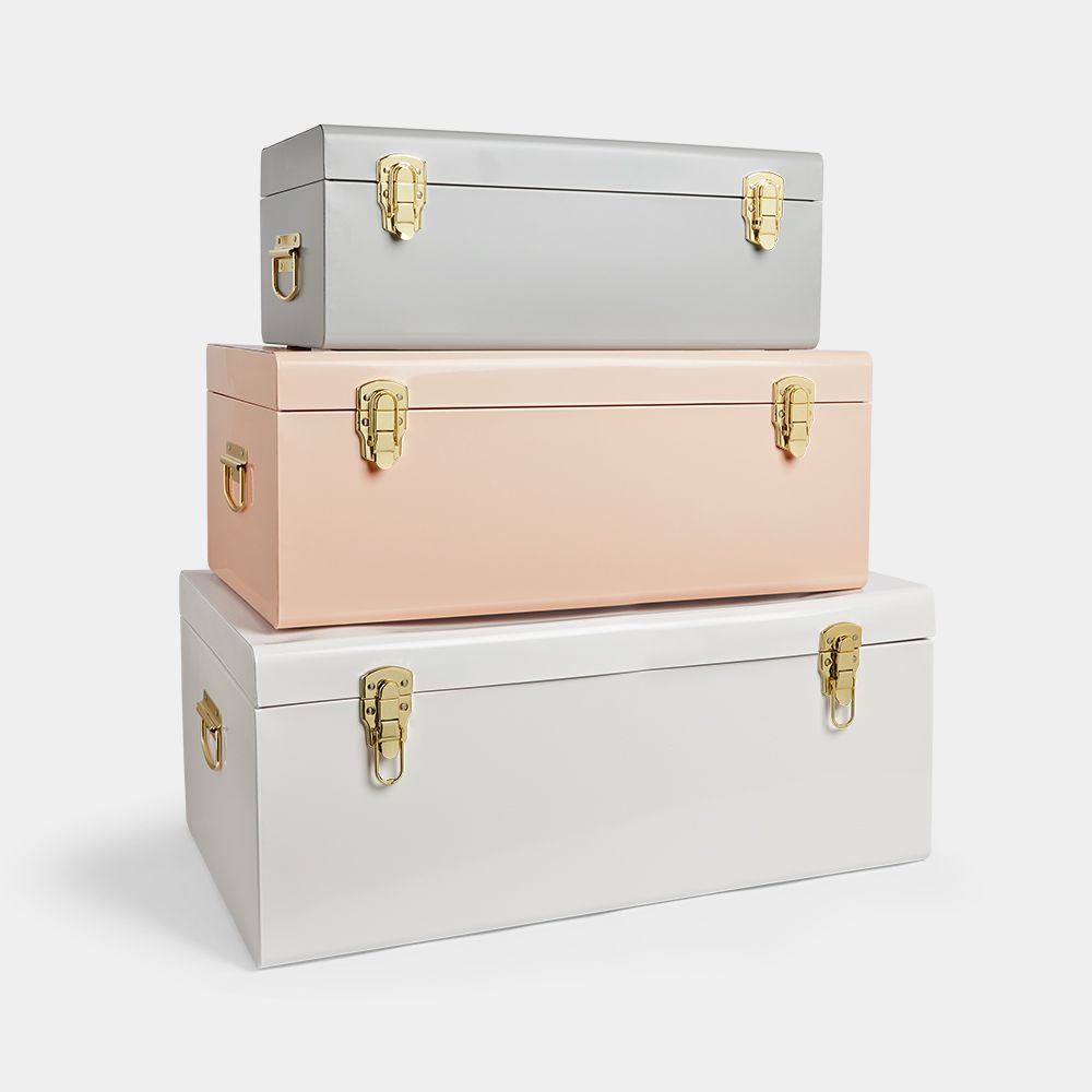 Set of 3 Metal Storage Trunks