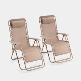 Zero Gravity Taupe Waterproof Garden Chairs - 2 Pack