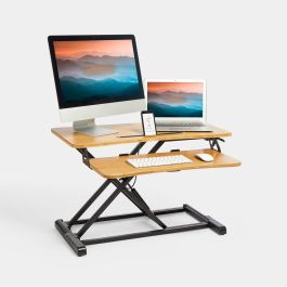 Wooden Rising Sit Stand Desk Workstation