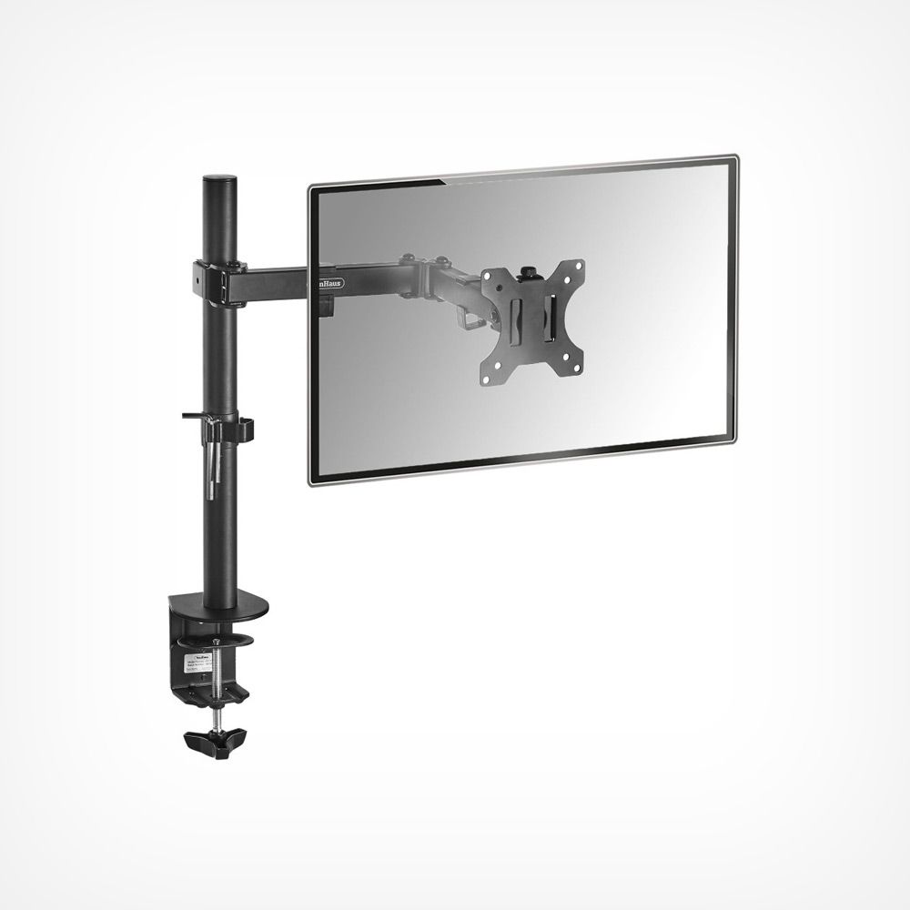 Ergonomic 90° Tilt Double Arm Desk Stand Bracket with Clamp VonHaus Dual Monitor Mount for 13-27” Screens VESA Dimensions: 75x75-100x100 360° Rotation & Twin 180° Swivel Arms 