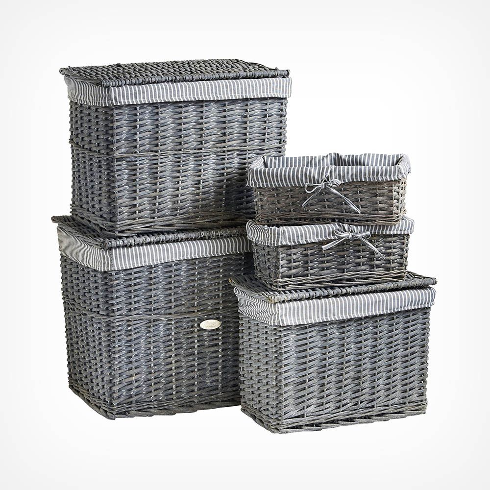 Grey VonHaus - Set di cestini in Vimini con Set of 3 Baskets Vimini 