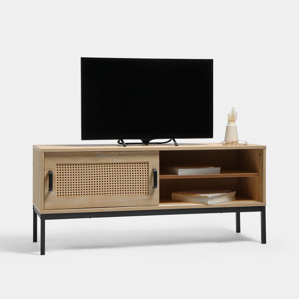 Lena Rattan TV Unit 2 Compartments VonHaus