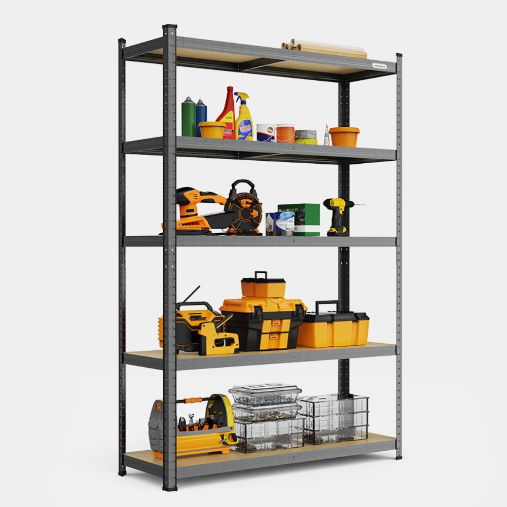 5-Tier Metal Shelving Unit  –  Grey (180 x 120 x 40cm)