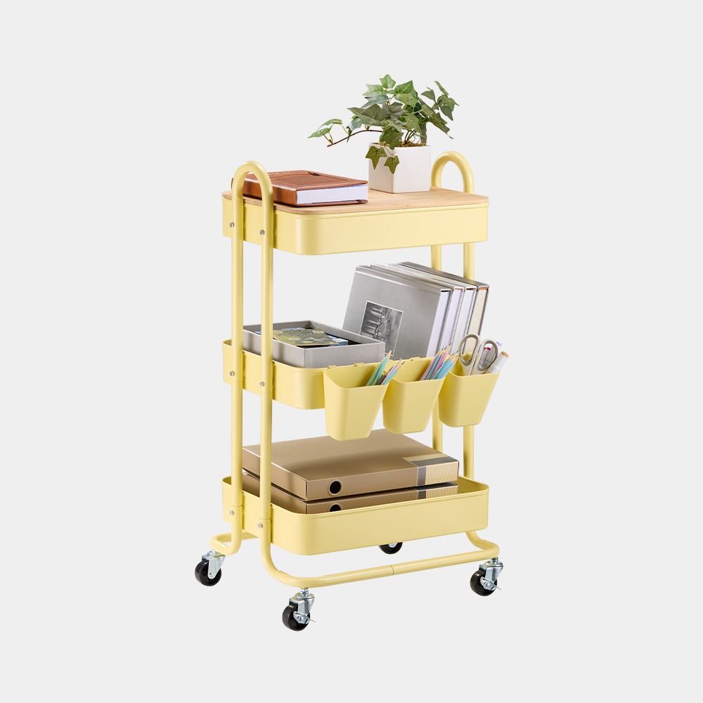 Yellow Storage Trolley on Wheels